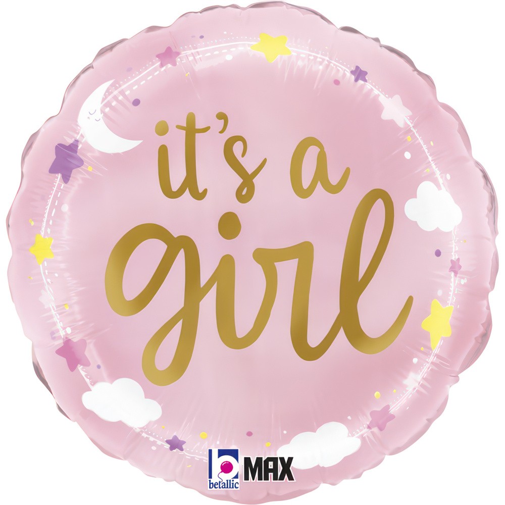 Balon foliowy okrągły "It's a girl" 18"