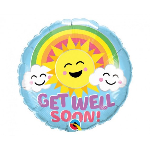 Balon foliowy  kółko 18" QL "Get Well Soon - Sunny Smiles"