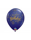 Balon lateksowy QL "Happy Birthday - Dots & Sprinkles", pastel granatowy i niebieski