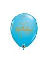 Balon lateksowy QL "Happy Birthday - Dots & Sprinkles", pastel granatowy i niebieski