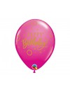 Balon lateksowy QL "Happy Birthday - Dots & Sprinkles", pastel różowy i magenta