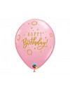 Balon lateksowy QL "Happy Birthday - Dots & Sprinkles", pastel różowy i magenta