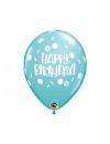 Balon lateksowy QL "Happy Birthday - Dots & Sprinkles",pastel mix