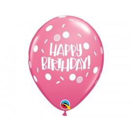 Balon lateksowy QL "Happy Birthday - Dots & Sprinkles",pastel mix