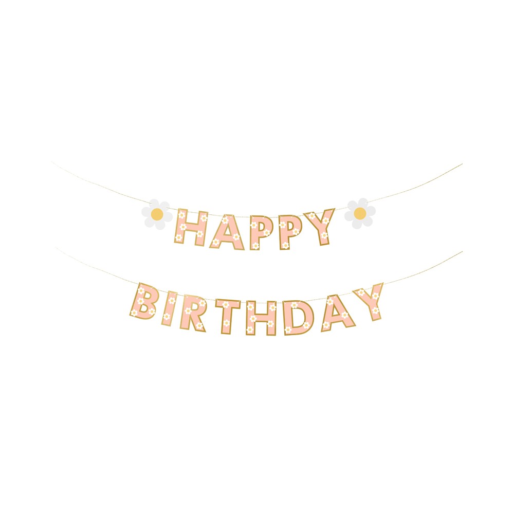 Baner Happy Birthday, stokrotka , 200x14.5 cm