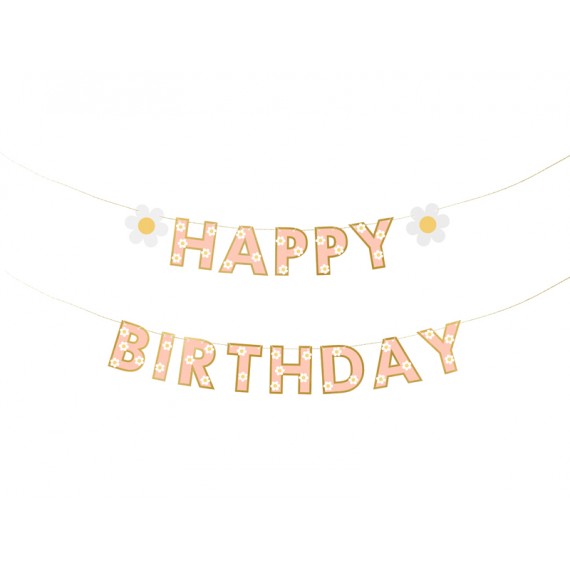 Baner Happy Birthday, stokrotka , 200x14.5 cm