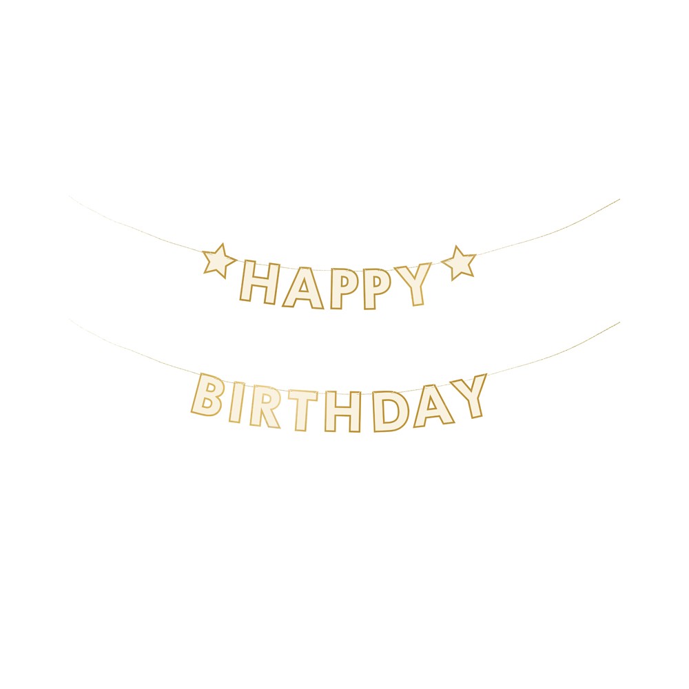 Baner papierowy Happy Birthday, gwiazdki, 220x14.5 cm