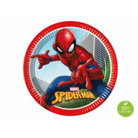 Talerzyki papierowe Spiderman Crime Fighter, 23 cm, 8 szt. (plastic-free)