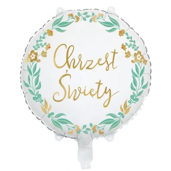 Balon foliowy okrągły "Chrzest Święty" matowy