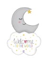 Balon foliowy Księżyc na chmurce - Welcome to the world  107 cm