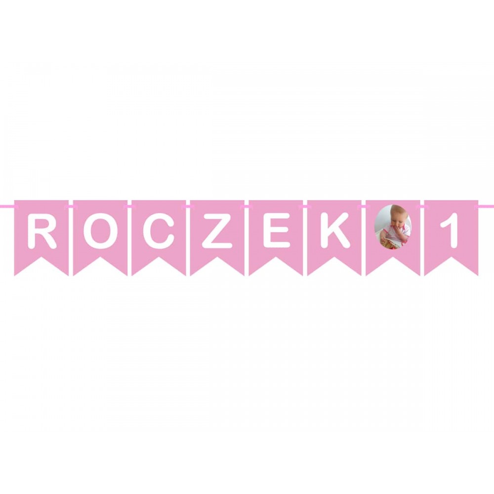 Baner "Roczek 1" z miejscem na zdjęcie, różowa