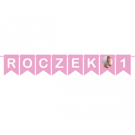 Baner "Roczek 1" z miejscem na zdjęcie, różowa