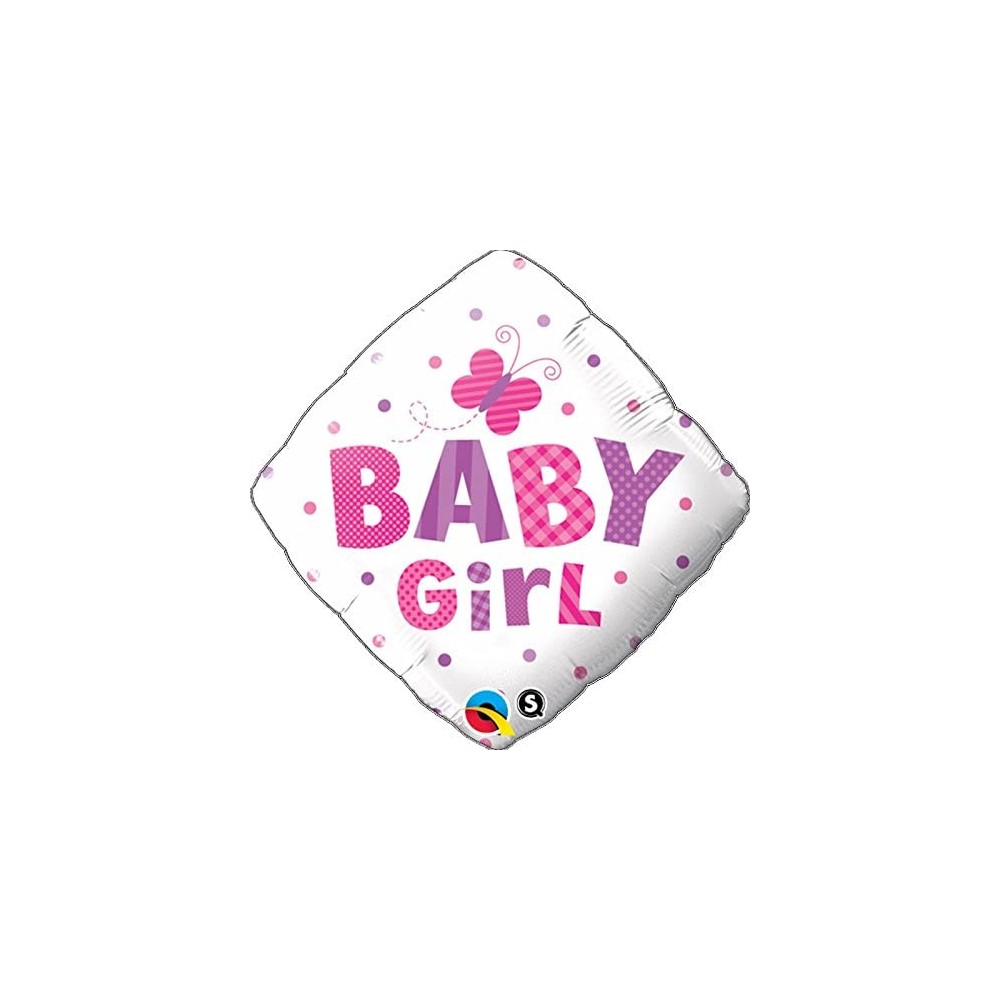 Balon foliowy romb "Baby girl " motyl różowy