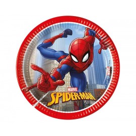 Talerzyki papierowe Spiderman Crime Fighter, 20cm, 8 szt. (plastic-free)