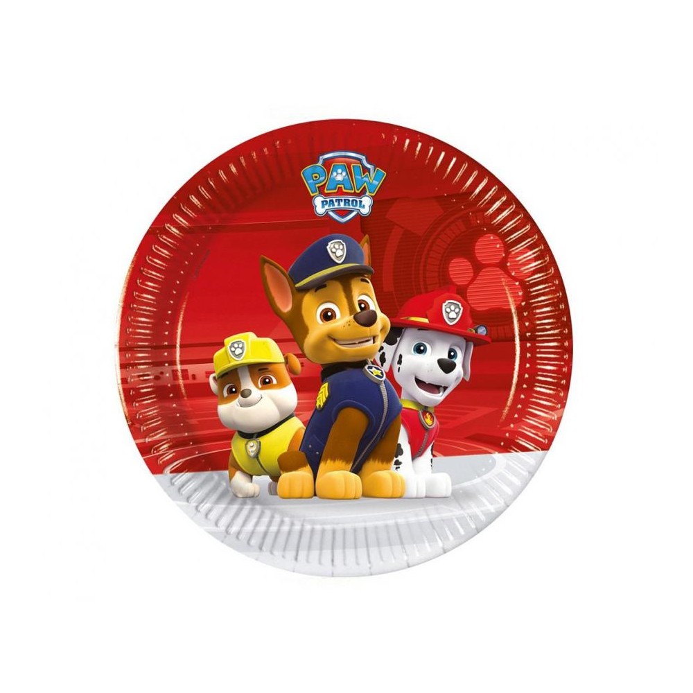 Talerzyki papierowe Paw Patrol / Psi Patrol, 19,5 cm, 8 szt. (plastic-free)