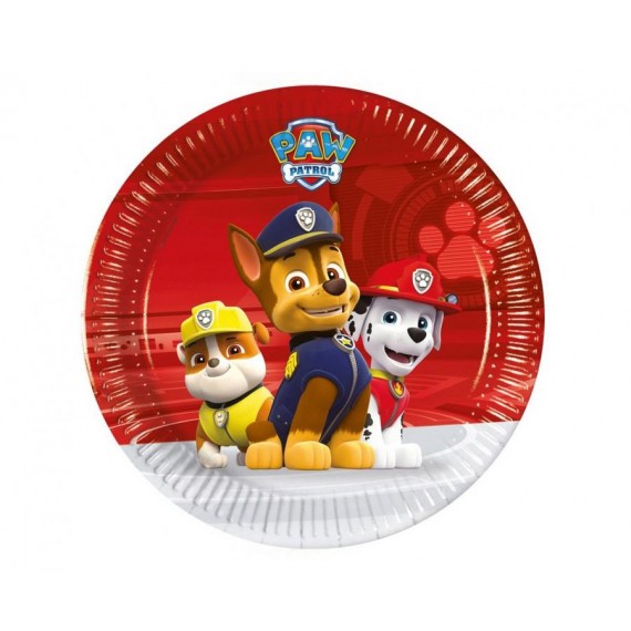 Talerzyki papierowe Paw Patrol / Psi Patrol, 19,5 cm, 8 szt. (plastic-free)