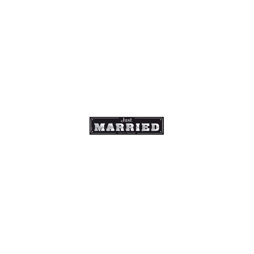 Tablica rejestracyjna JUST MARRIED czarna, 50 x 11,5