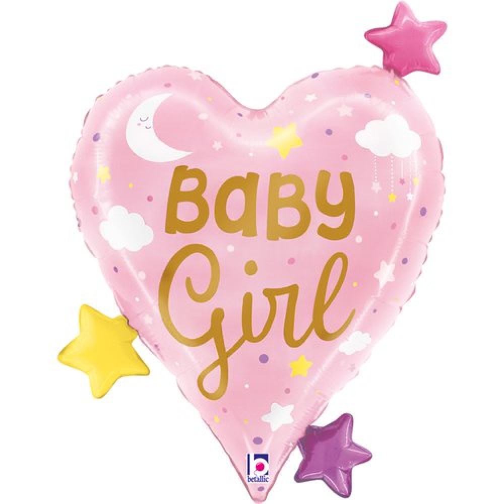 Balon foliowy serce baby girl różowe, 64 cm