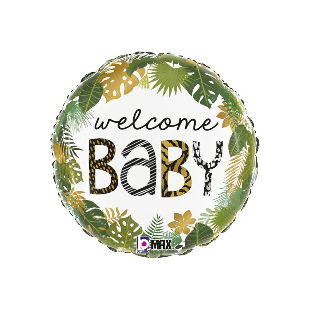 Balon foliowy okrągły "welcome Baby" safari 18"