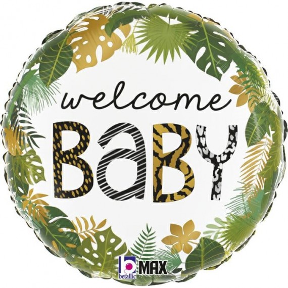 Balon foliowy okrągły "welcome Baby" safari 18"