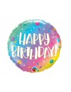 Balon foliowy okrągły - happy birthday ombre dots 18" QL