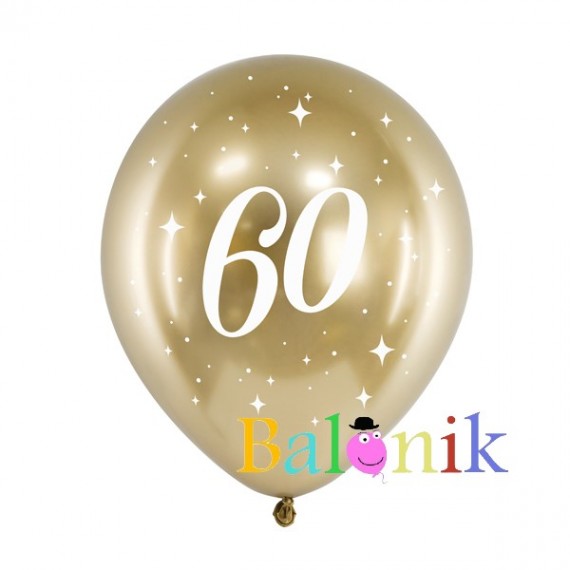 Balon lateksowy złoty chrom 60