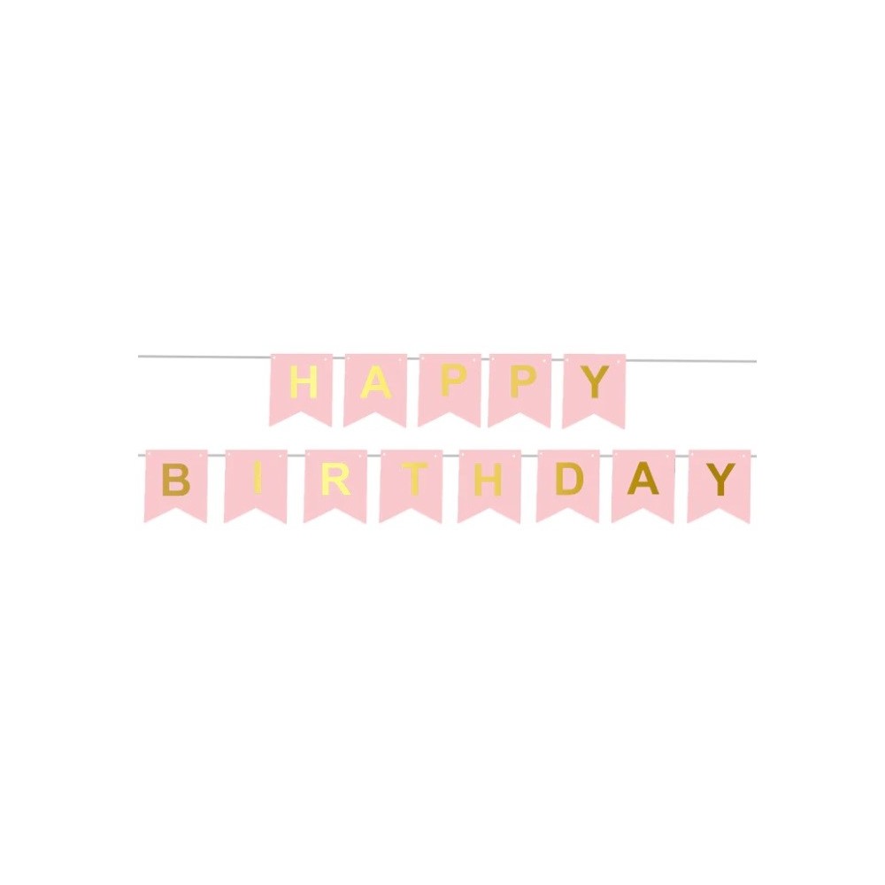 Baner urodzinowy happy birthday jasno różowy